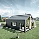 Einfamilienhaus mit Satteldach, Dach und Fassade sind mit PREFALZ von PREFA in P.10 Anthrazit eingedeckt. Die Scharen der Dachfläche ziehen sich auch weiter über die Fassade. Ein Teil der Fassade ist mit verwitterndem Holz verkleidet.