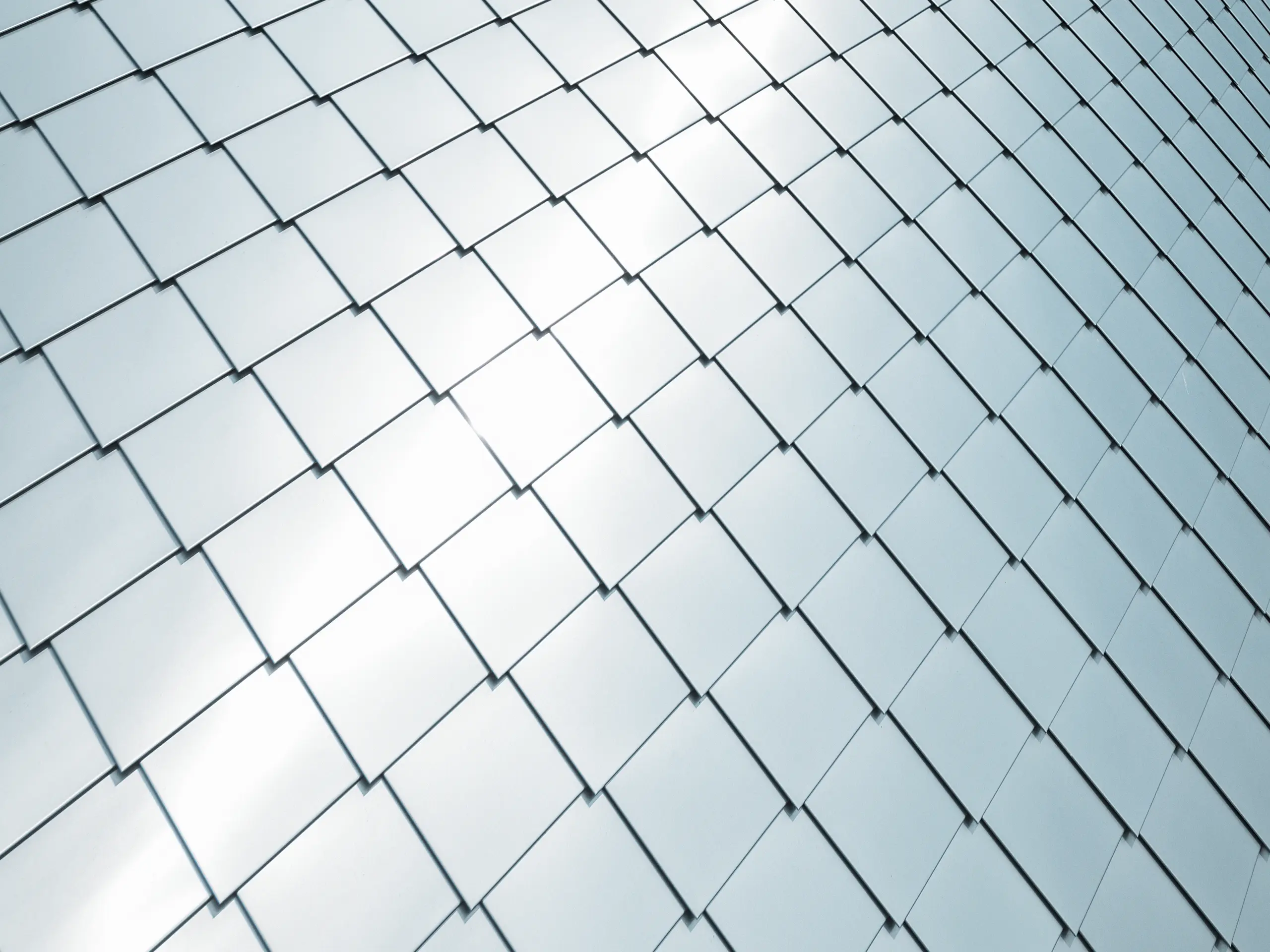 PREFA Wandraute 20 × 20 in der Fläche verlegt, Detailansicht in Aluminium naturblank