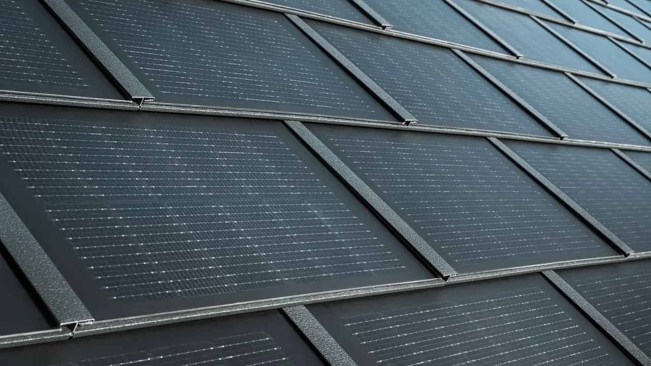 Nahaufnahme der verlegten PREFA Solardachplatte 
