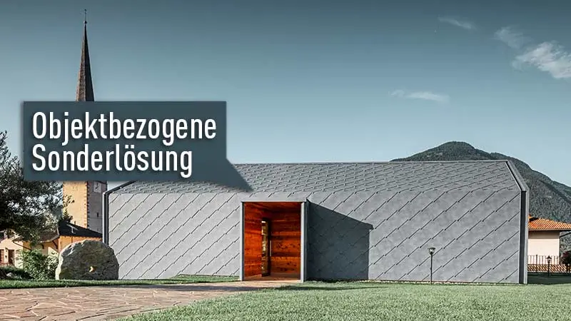 Mit PREFA Dach- und Wandrauten 44 × 44 in Steinoptik sind der Kreativität keine Grenzen gesetzt