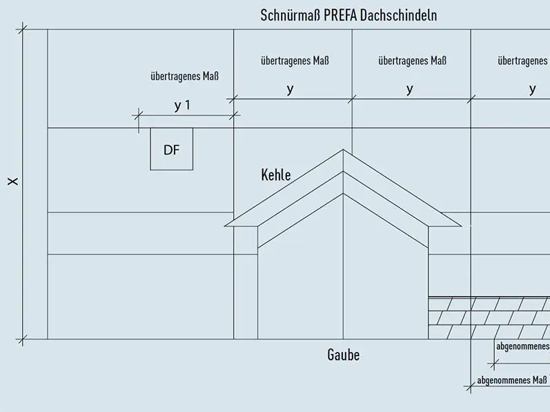 Schnürmaß der PREFA Dachschindel