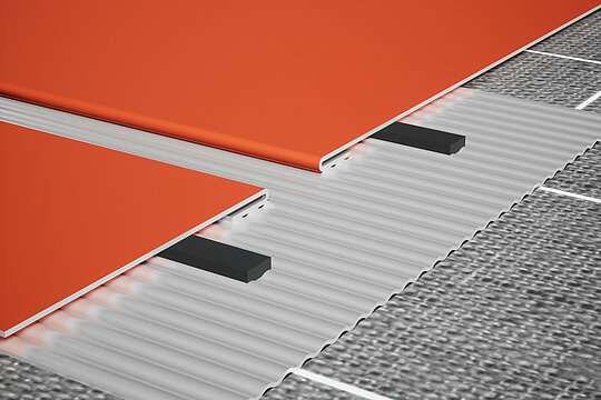 Detailansicht einer PREFA Attikaabdeckung aus Aluminium mit Unterlagsprofilen zur sicheren Befestigung