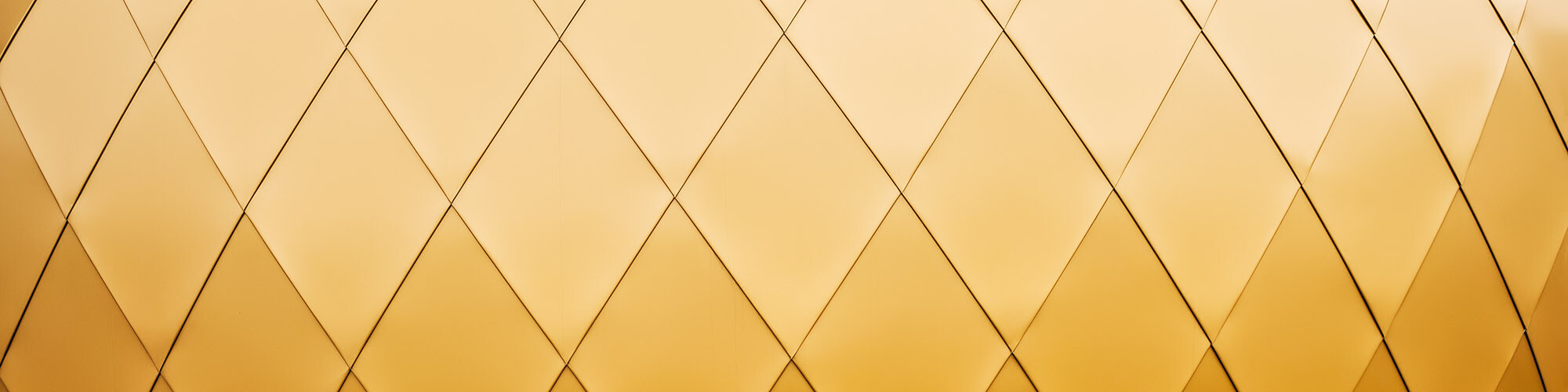 Eine Detailansicht der gold schimmernden PREFA Fassade.