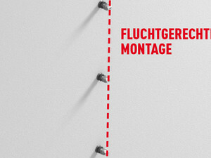 Wichtig! Halteklemmen exakt in einer Flucht montieren (nach- trägliches Ausrichten kaum möglich)