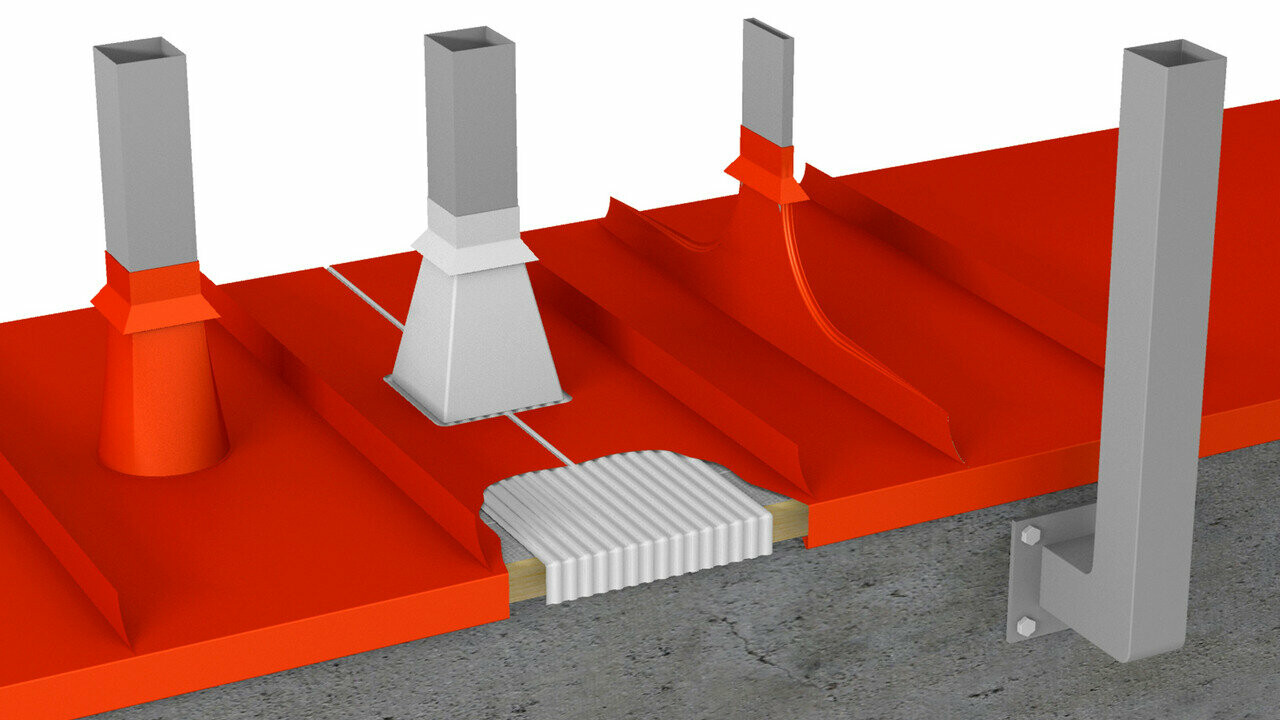 3D-Modell einer Detail-Attika-Verkleidung in rot 