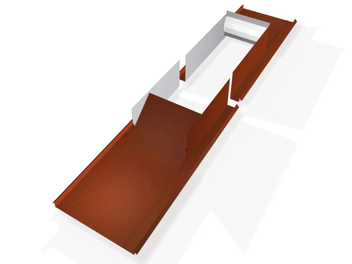 3D Bild einer roten PREFA Einfassung Vario 