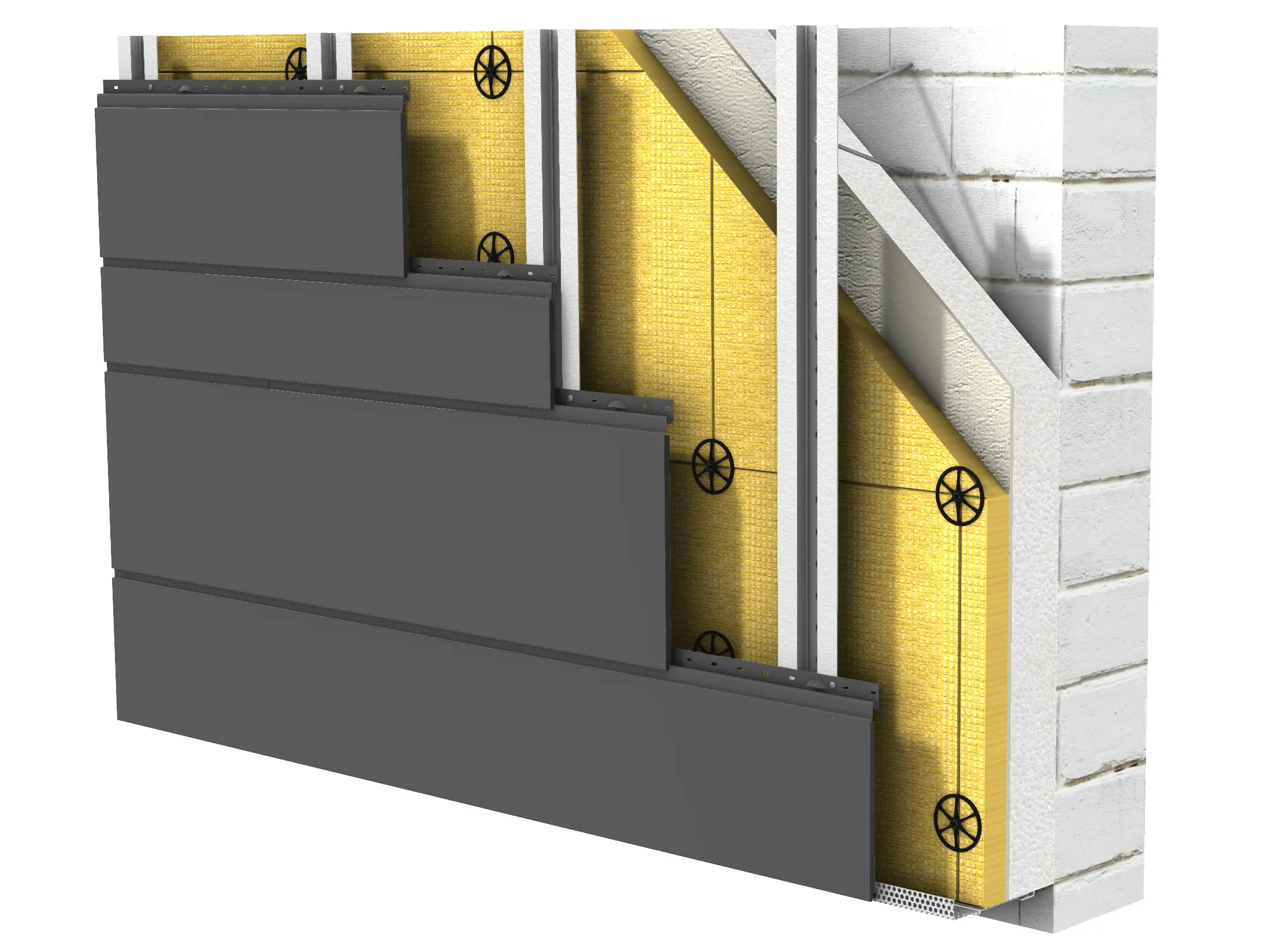 PREFA Sidings auf Wärmedämmverbundsysteme-Fassade mit Distanzschraube