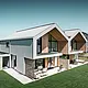Ein modernes Doppelhaus mit einer Gebäudehülle aus Aluminium. Das Blechdach sowie die Blechfassade bestehen aus PREFALZ in Patinagrau. Die helle Stehfalzdeckung kombiniert mit den Holzelementen fügt sich harmonisch in die Umgebung ein. Die Dachentwässerung erfolgt über das PREFA Quadratrohr und ist ebenfalls in der Farbe Patinagrau gehalten. 