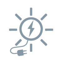 Graues Clipart einer Sonne mit Stecker