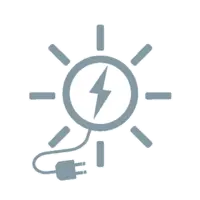 Graues Clipart einer Sonne mit Stecker