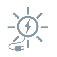 Graues Clipart einer Sonne mit Stecker