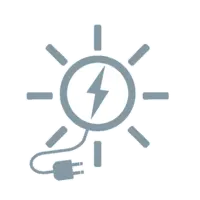 Graues Clipart einer Sonne mit Stecker