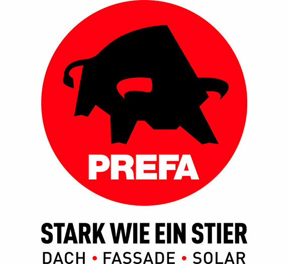 Abbildung des vertikalen PREFA Logos in Österreich zum Download 